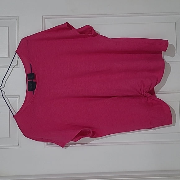 RACHEL Rachel Roy 100% Linen Twist Front Pink Tshirt - Picture 2 of 8
